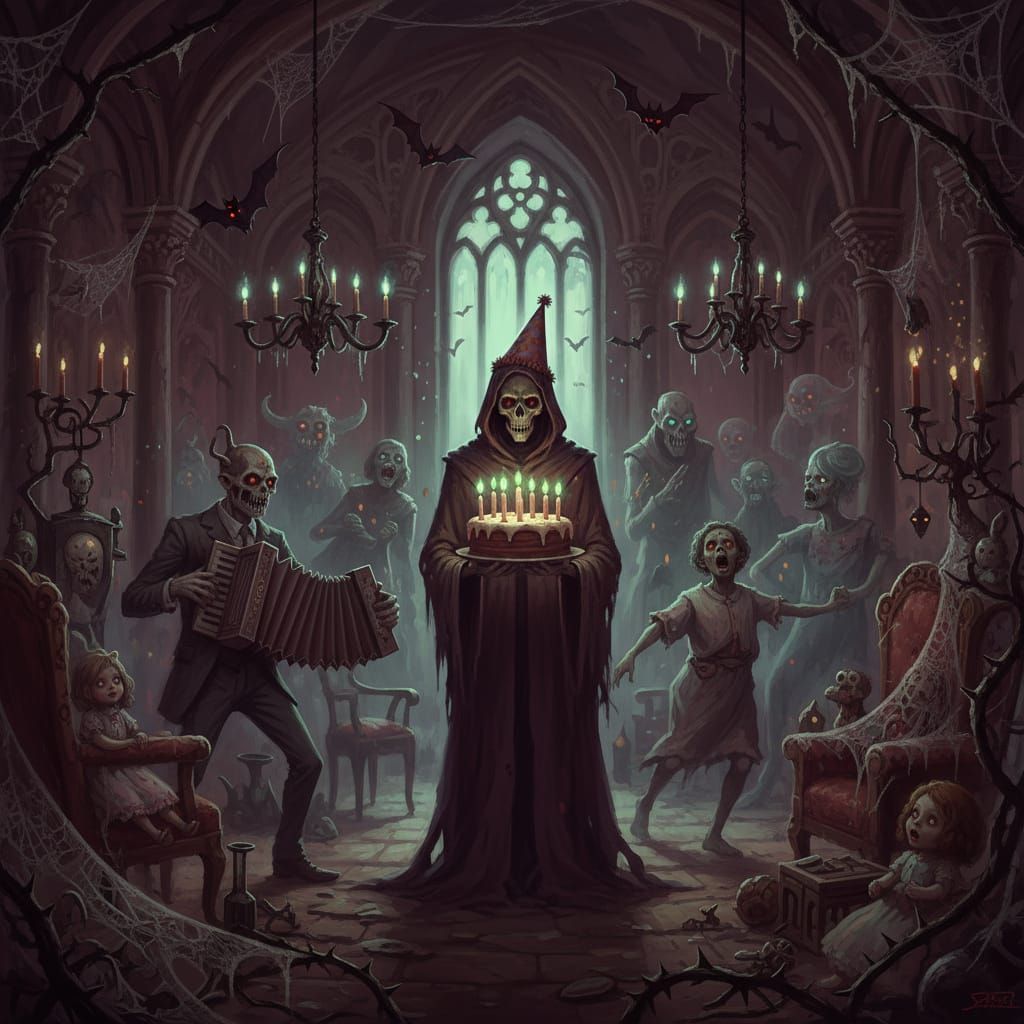 Spooky Birthday Party Scene