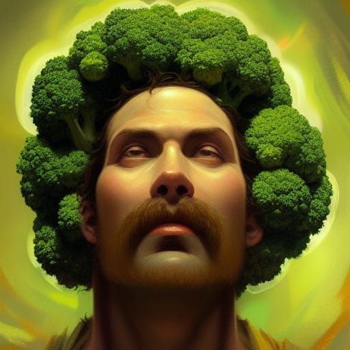Celestial Broccoli Meatwad: Hyperrealistic Digital Art