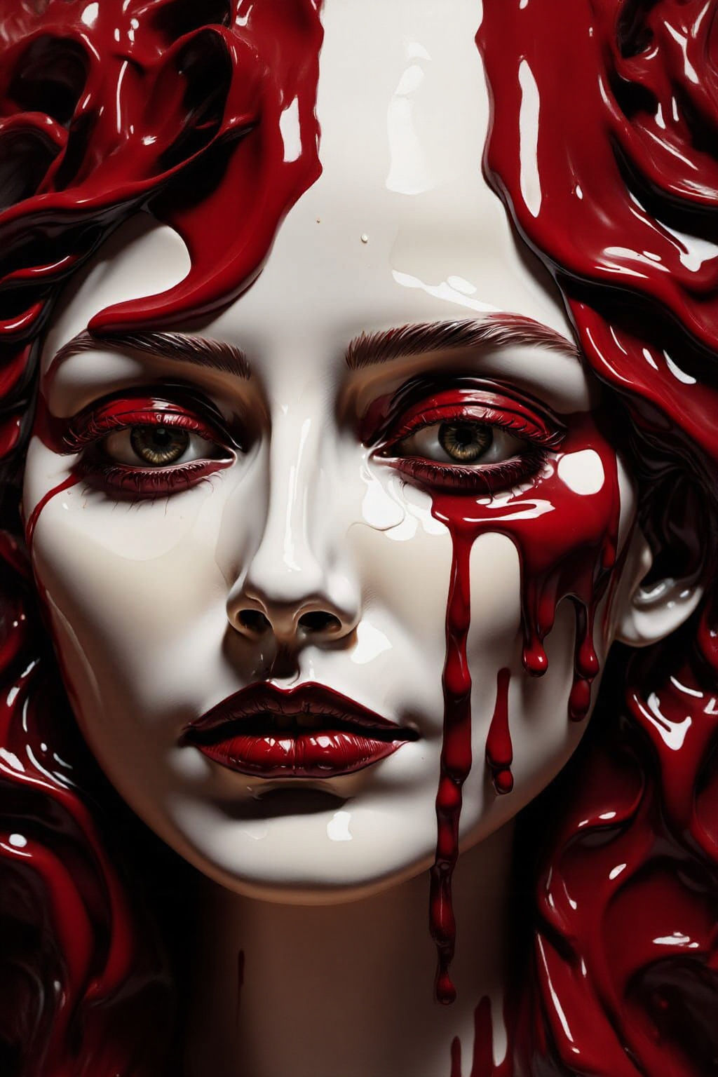 Melting Wax Face With Dramatic Lighting