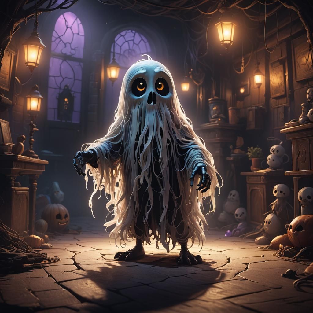 Ethereal Ghost Mascot in Detailed 3D Render