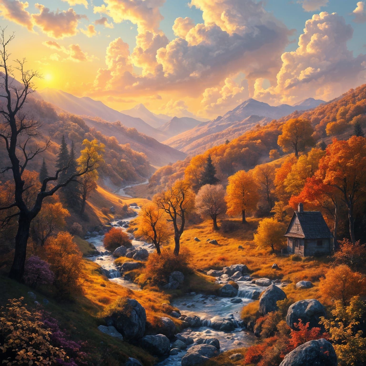 Ethereal Autumn Landscape in Surrealist Style