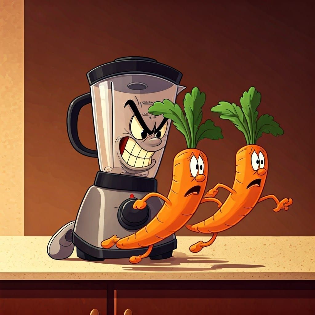 Cartoon Blender's Chaotic Carrot Chase in Looney Tunes Style