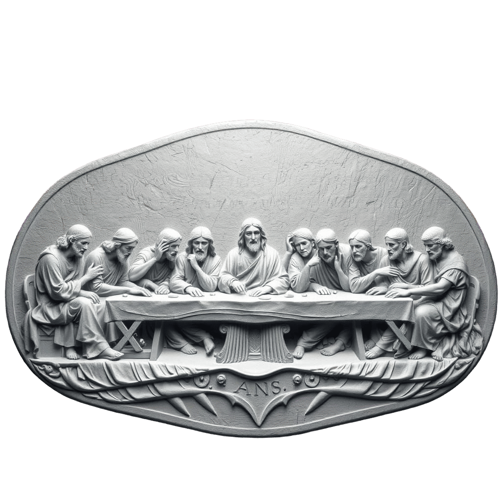 Last Supper Bas Relief in a Cinematic, 3D Art Style