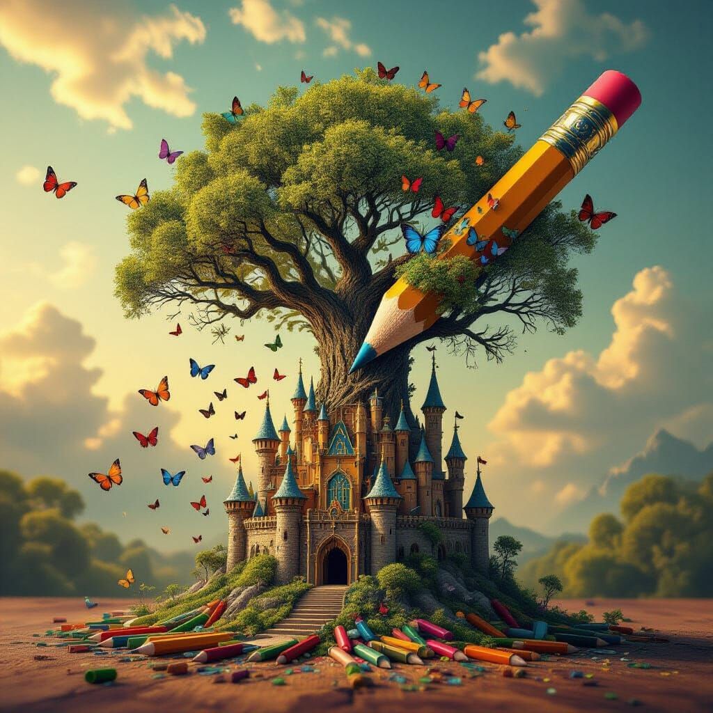 Pencil Becomes Tree, Butterflies Emerge From Sharpened Shavi...