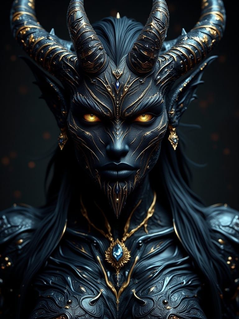 Pitch-Black Demon of Ebony and Bone