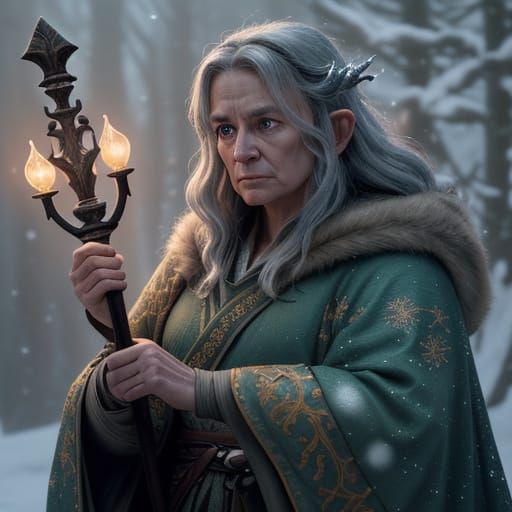 Ethereal Gnome Cleric in Snowy Reverie