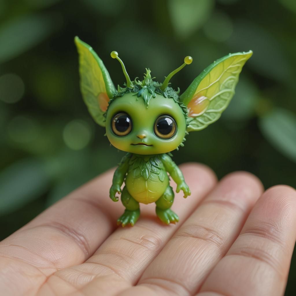 Annoyed Forest Sprite in Human Hand: Octane Render