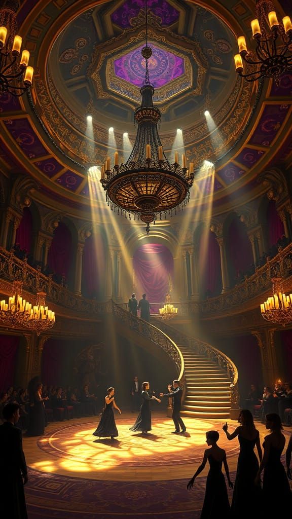 Dark Fantasy Ballroom Dance Hall in Baroque Style