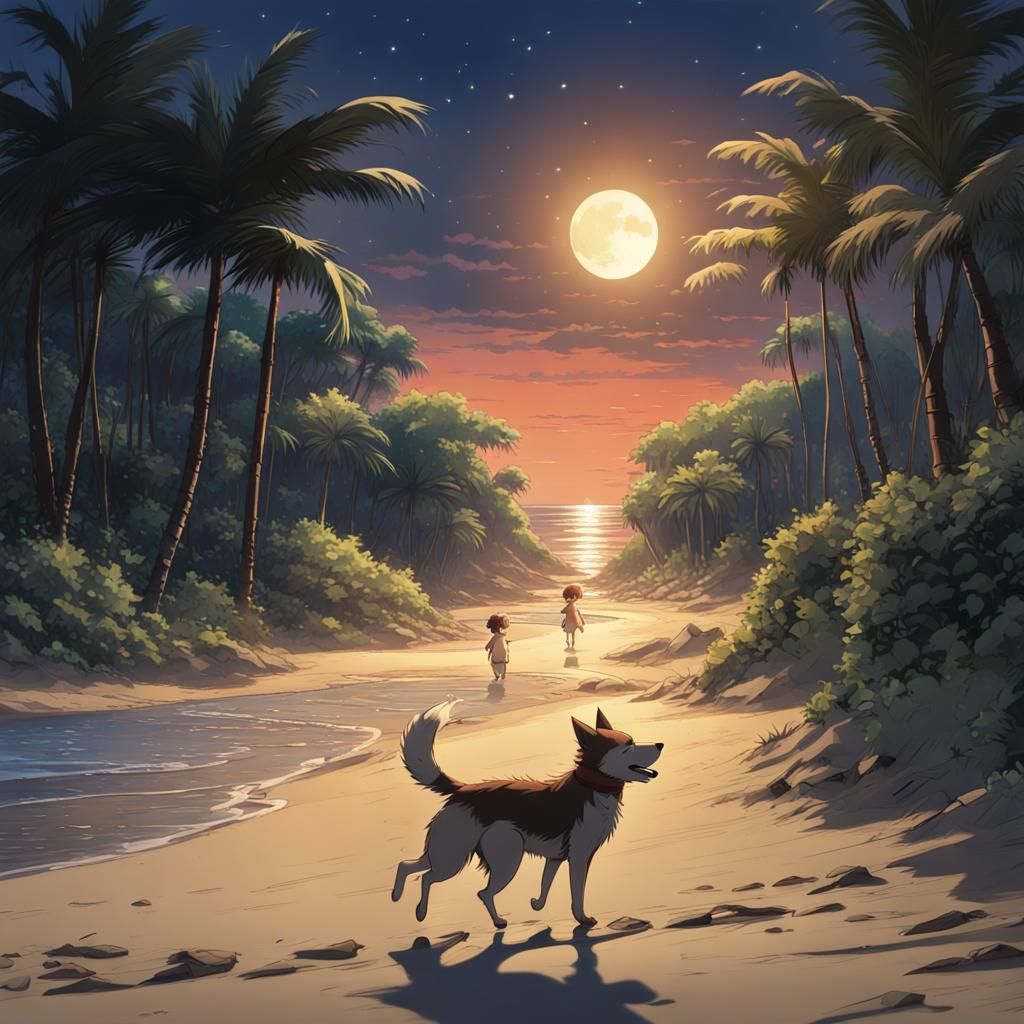 Moonlit Beach Run: Anime-Inspired Freedom