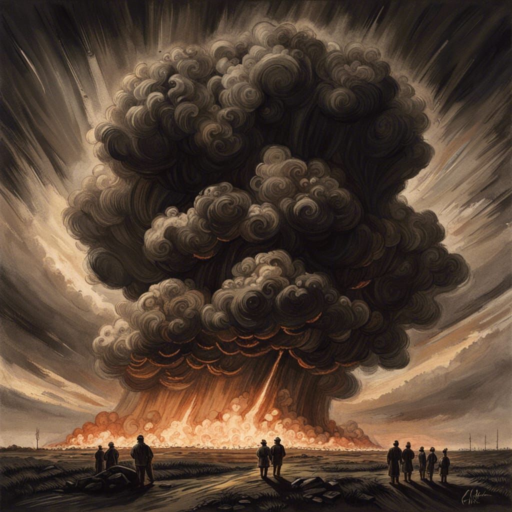 Sinister Sketch of 1945 Nuclear Explosion Cloud