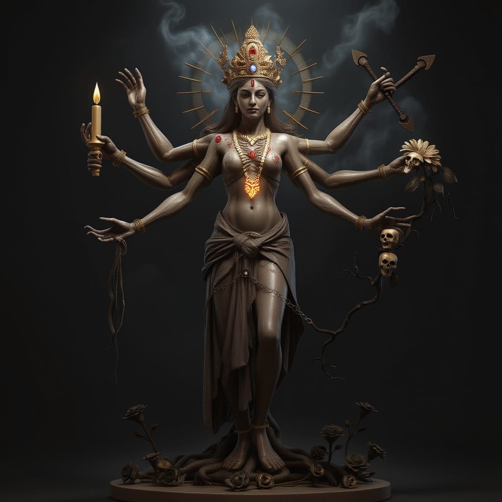 Surreal Goddess Sculpture Concept in Dark Fantasy Style