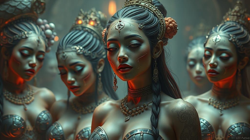 Cyberpunk Goddesses in Bitcoin Patina