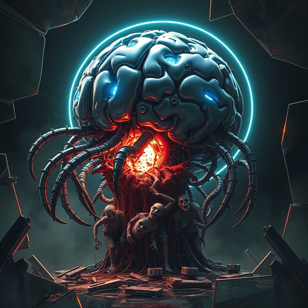 Metallic Robot Brain Pops Zombie Zit