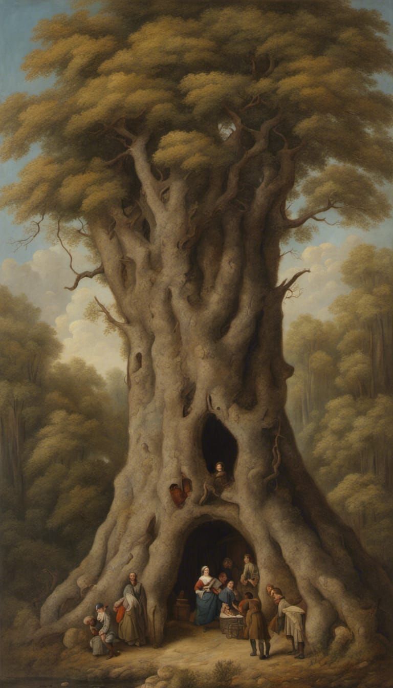 Dutch Colonists in Sycamore Tree, Renaissance Oil