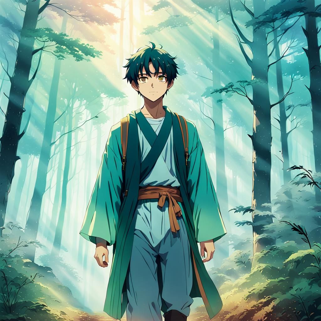 Anime Portrait: Tyler and Yahweh in Misty Forest