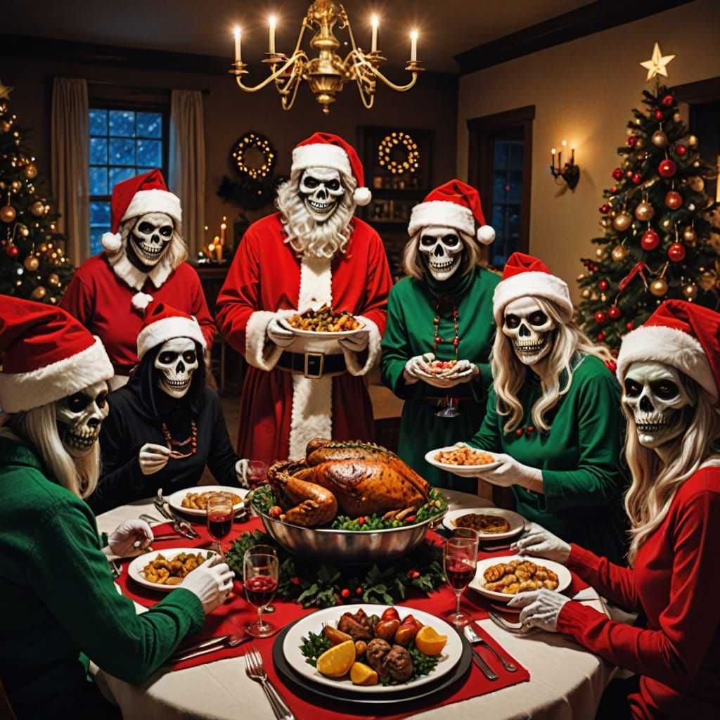 Ghouls Celebrate Christmas Dinner