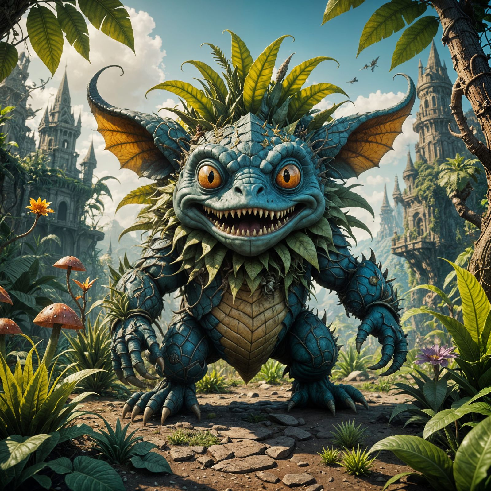 Bizarre Creatures and Magical Plants Vintage Movie Poster