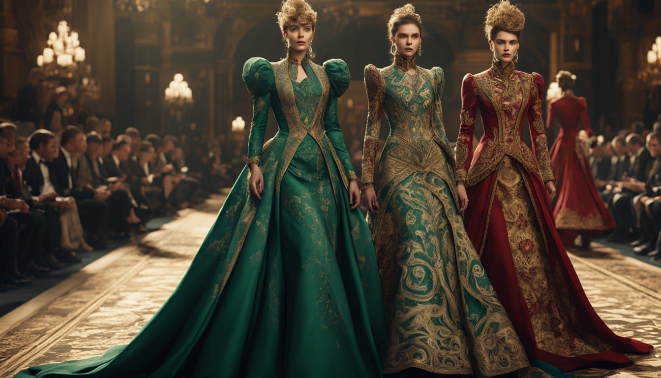 Victorian Fantasy Fashion Show in Detailed Matte Painting