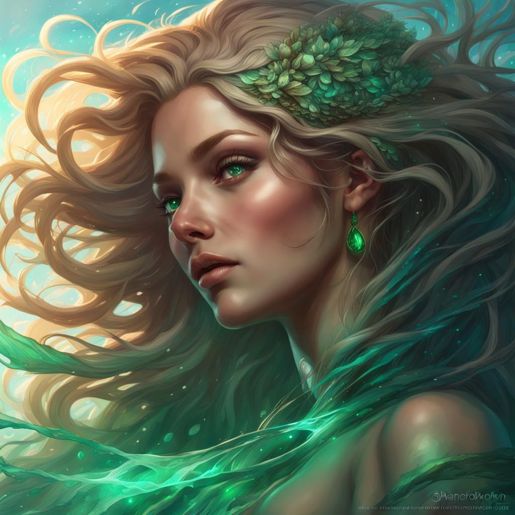 Ocean Goddess Portrait in Hyperdetailed Style