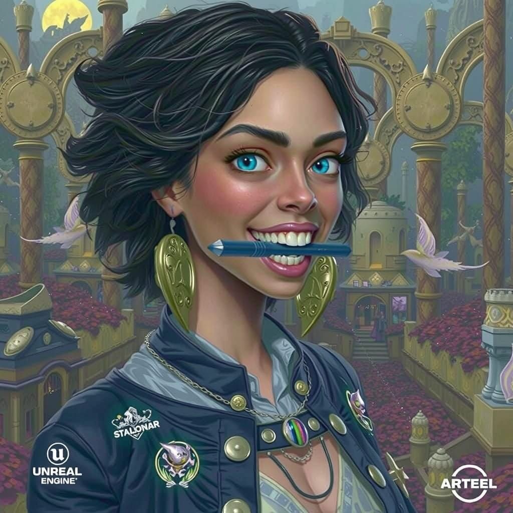 Hero in Epic Fantasy Landscape with Sonic Screwdriver