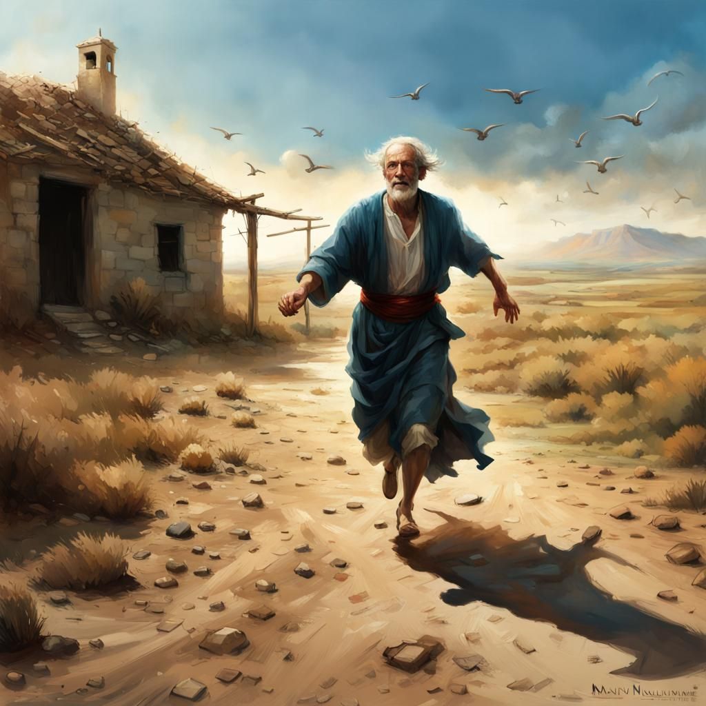 Biblical Father Running to Son, Digital Art