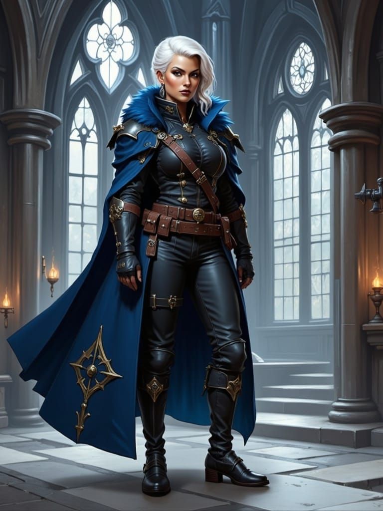 Elegant Rogue Trader Noble Commissar in Gothic Cathedral War...