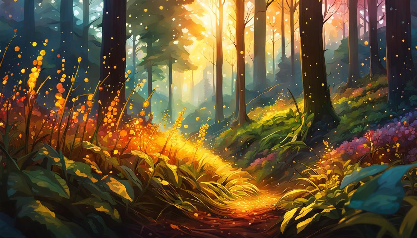 Sunlit Forest in Expressionist Style