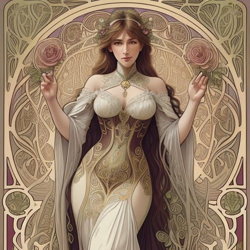 Elegant Art Nouveau Portrait of a Woman