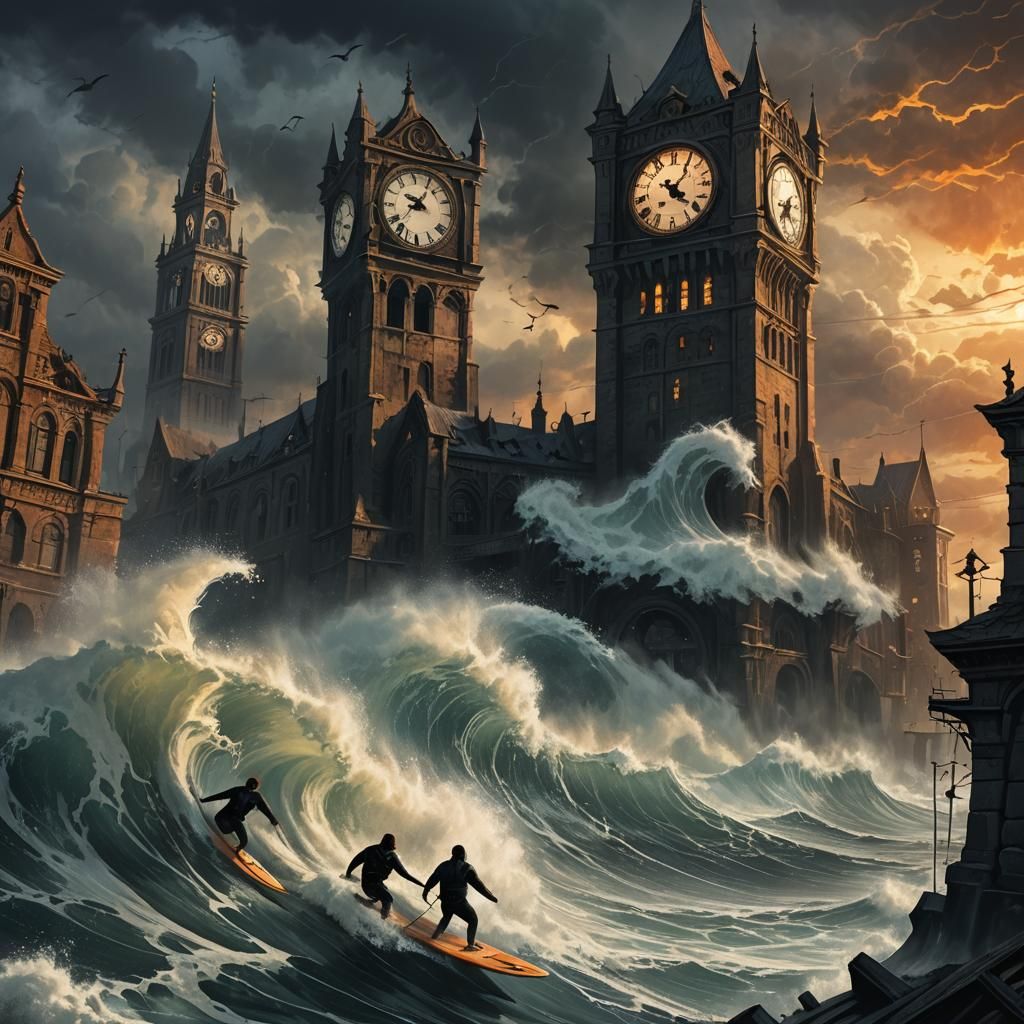 Dark Fantasy Subwat Surfers in Abandoned Cityscape