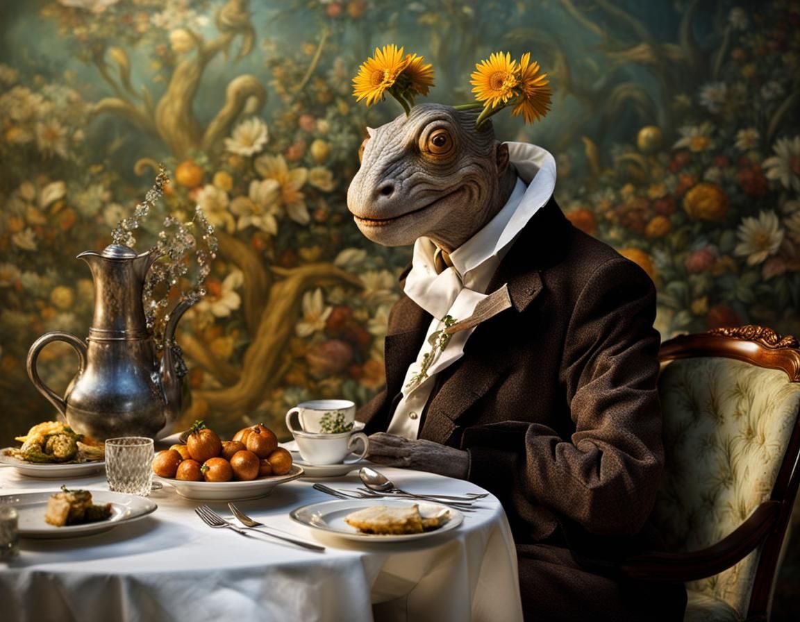 Surreal Alien Restaurant Celebration in Hyperreal Style