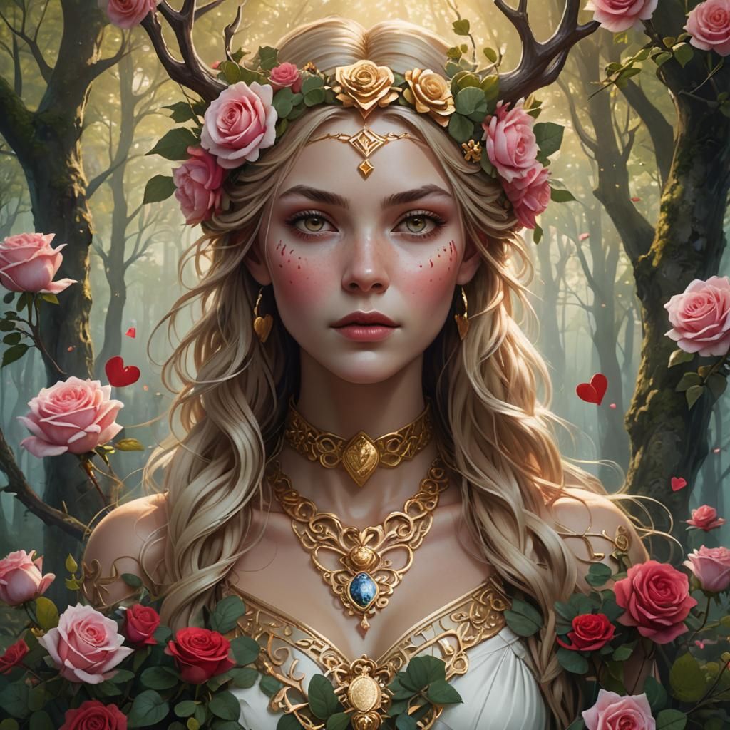 Nordic Goddess Portrait in Art Nouveau Style