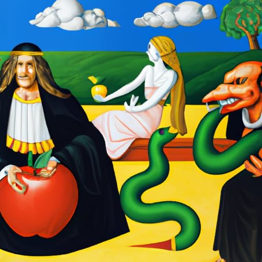 The Devil as Snake: Renaissance Acrylic Painting