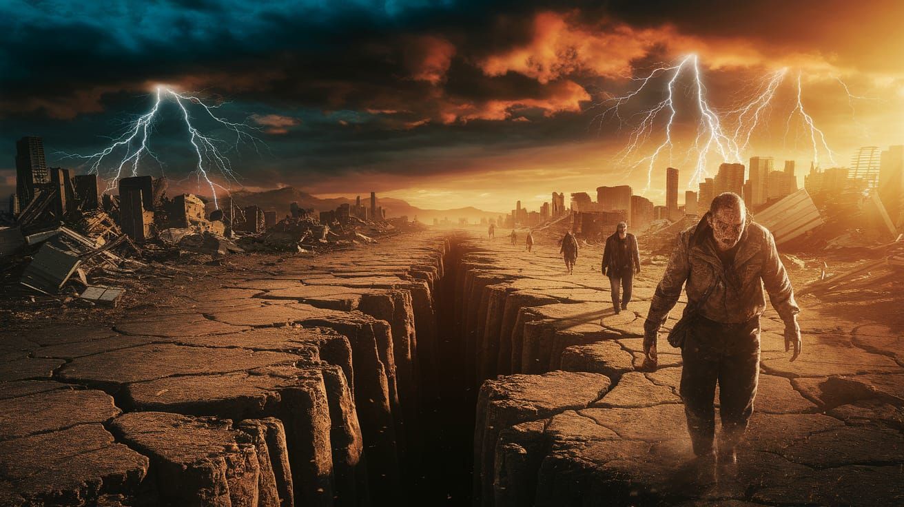 Post-Apocalyptic Landscape After Cataclysmic Event