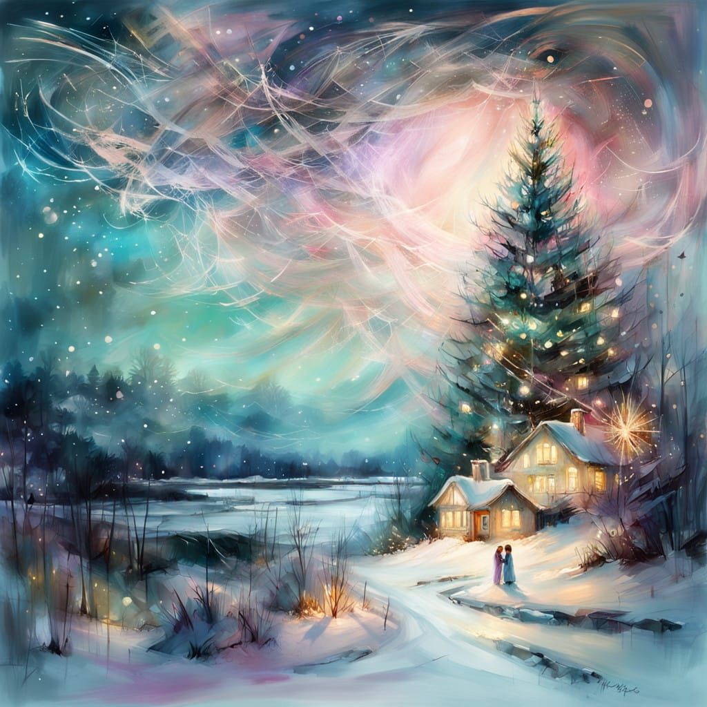 Romantic Christmas Nightscape in Soft Focus