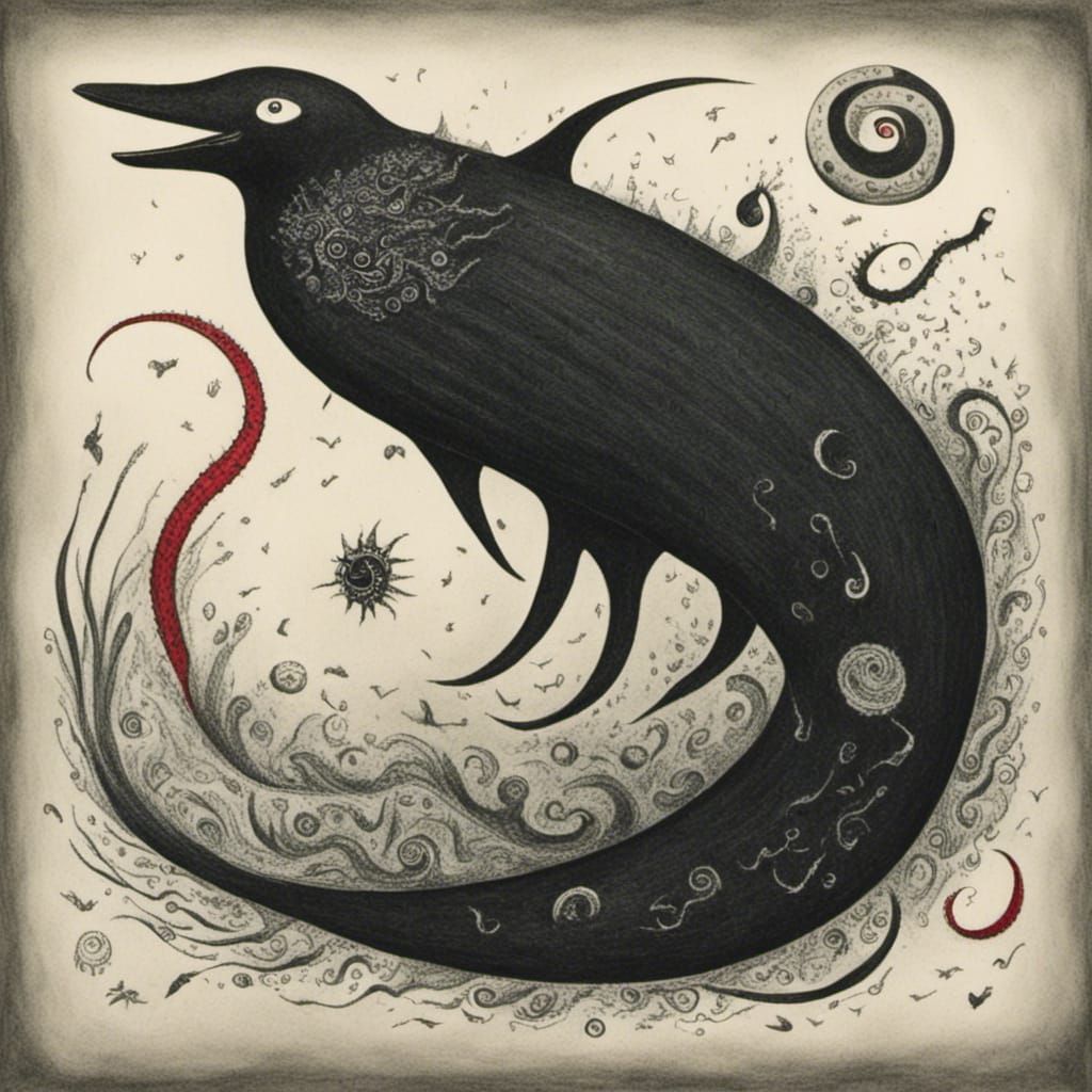 Kraken of the Deep Charcoal Seascape