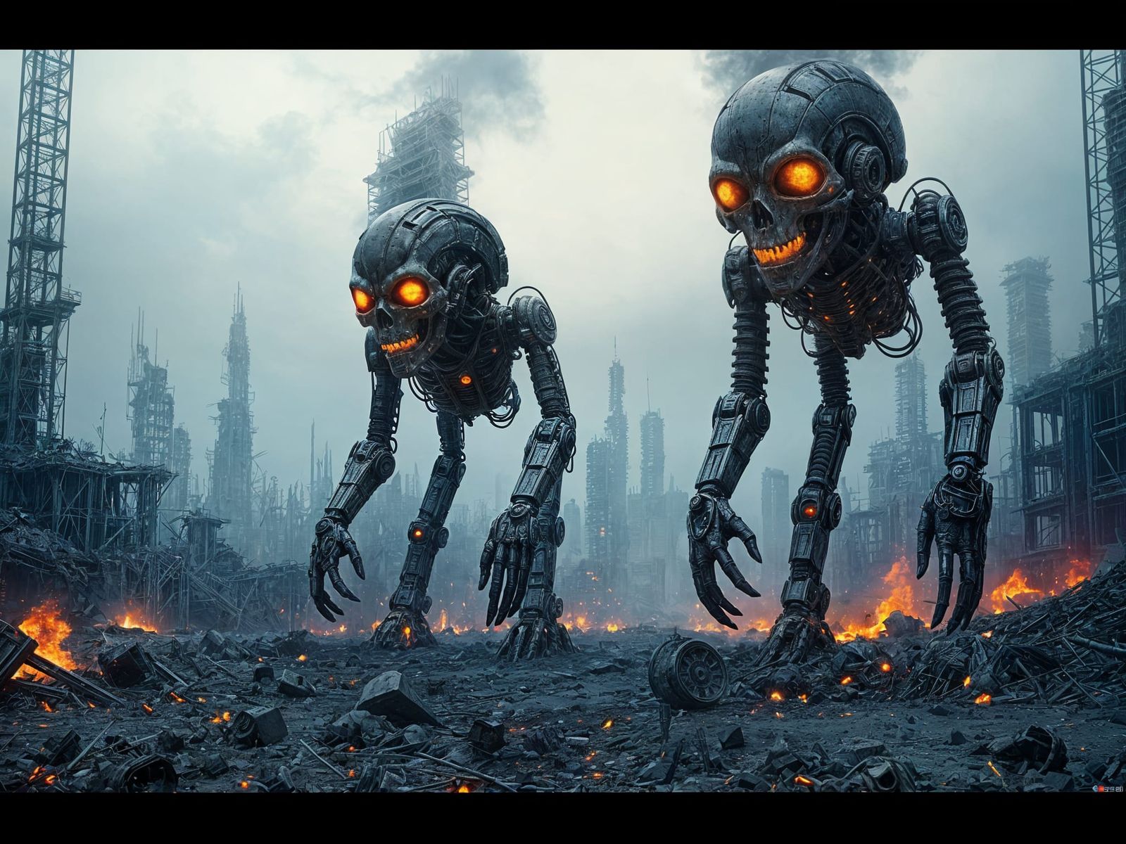 Cyberpunk Biomechanical Giants Stomp Through Ruins