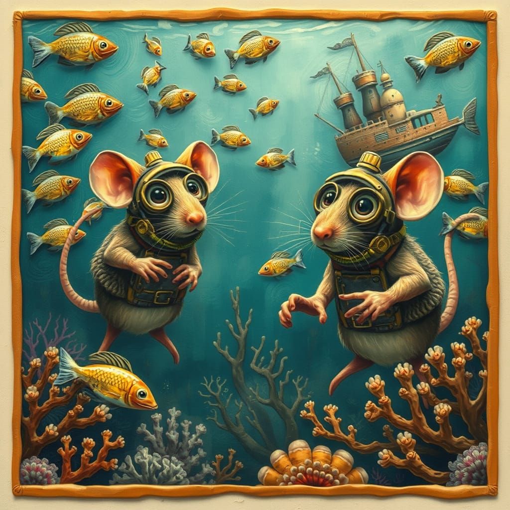 Underwater Mice in Diving Gear: Expressionist Claymation