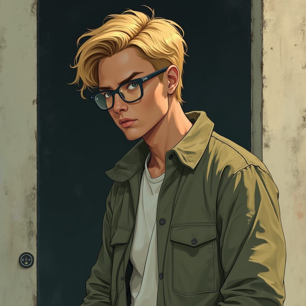 Hero in Shadows: Minimalist Futuristic Digital Art