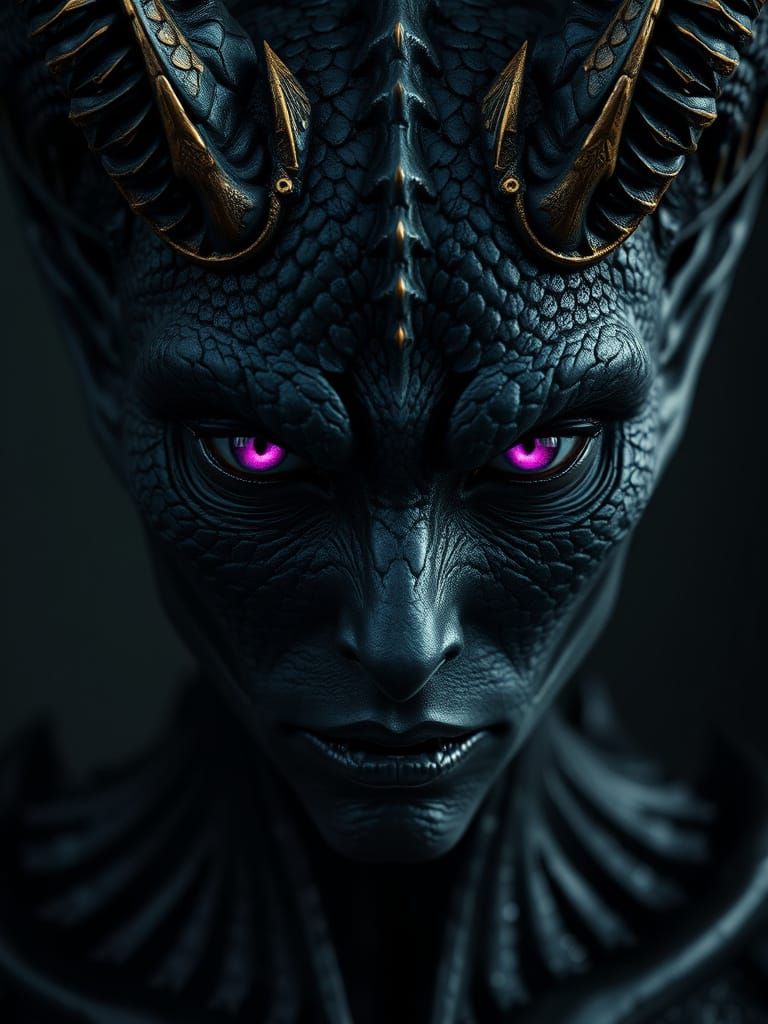 Fierce Demon Portrait in Dark Surrealism