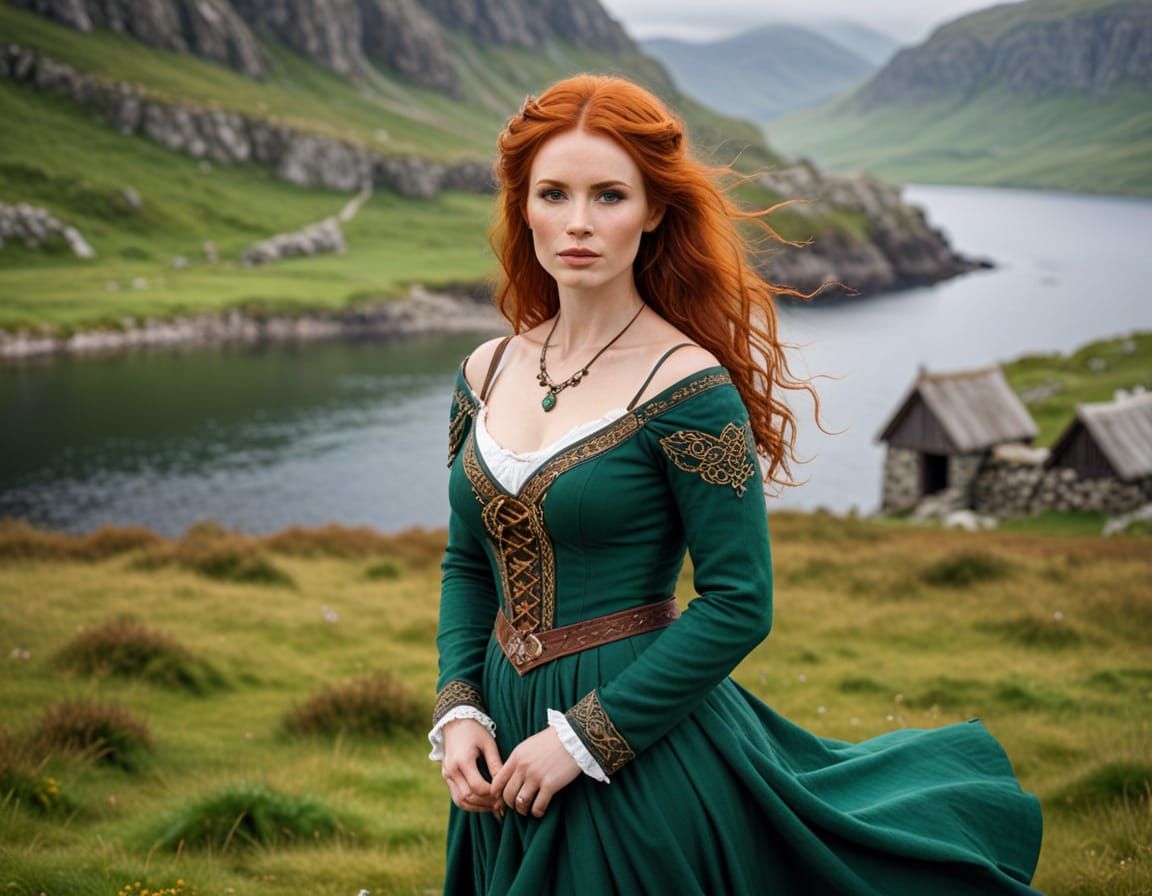 Celtic Woman in Nordic Landscape: Digital Art