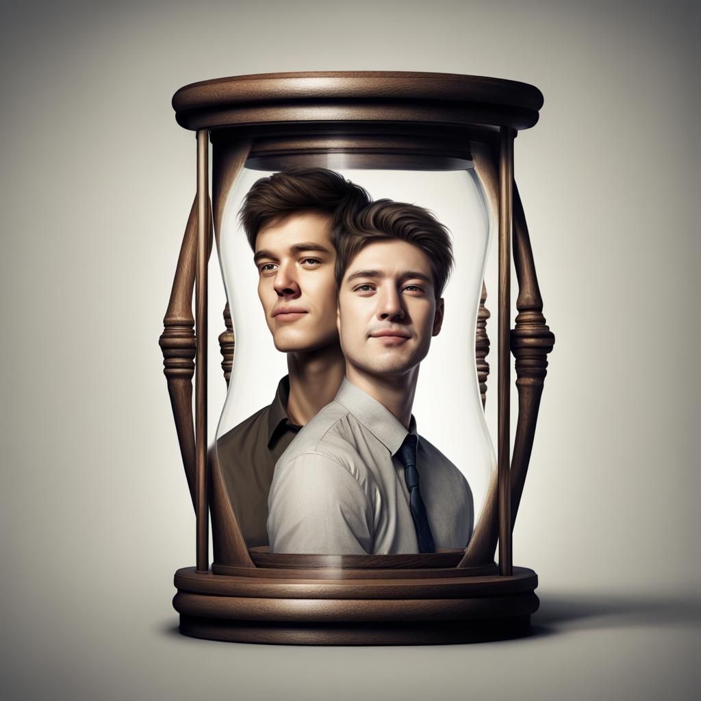 Hourglass Faces: Youth Fading to Happy Old Age