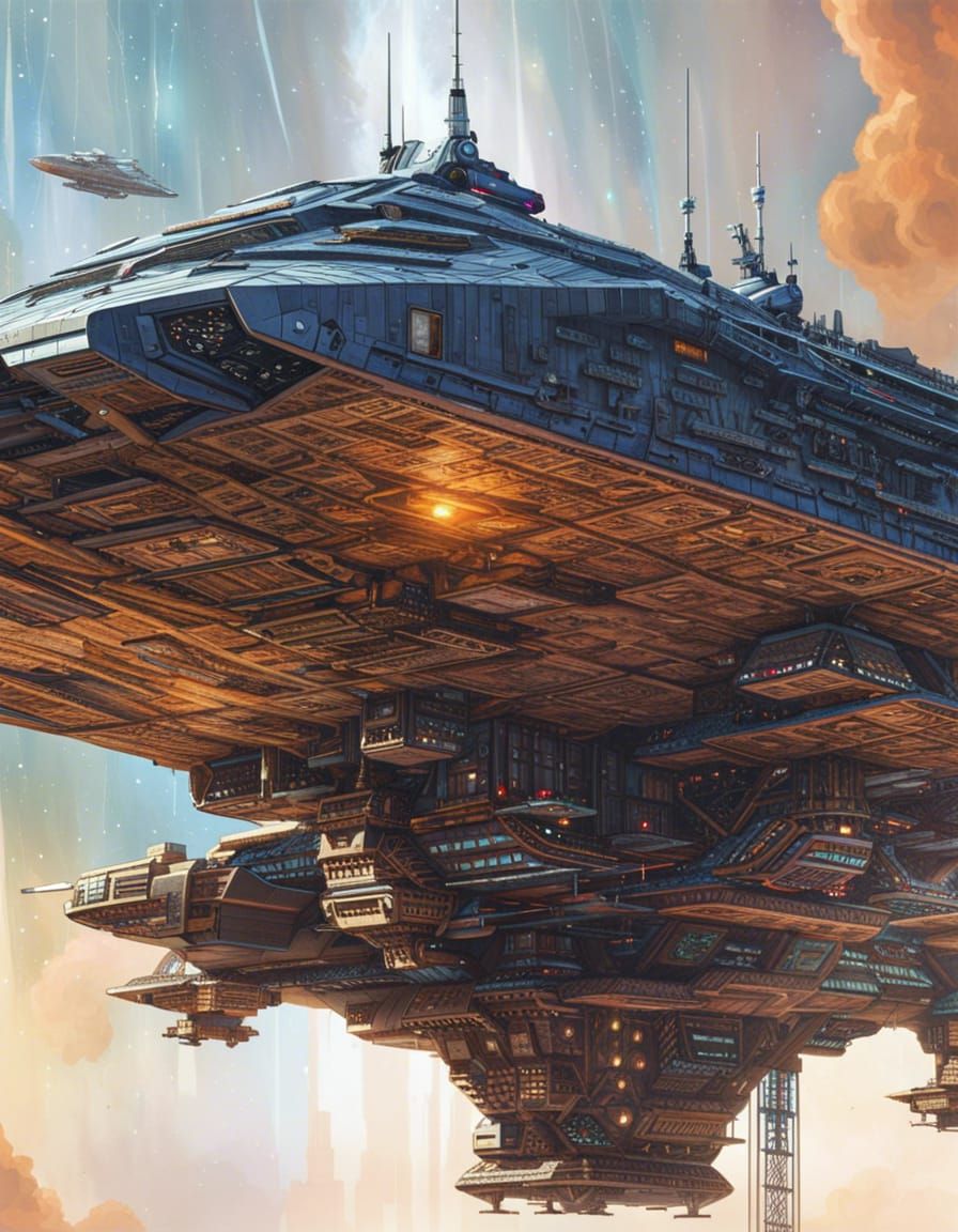 Futuristic Spacecraft in Cyberpunk Sci-Fi Art