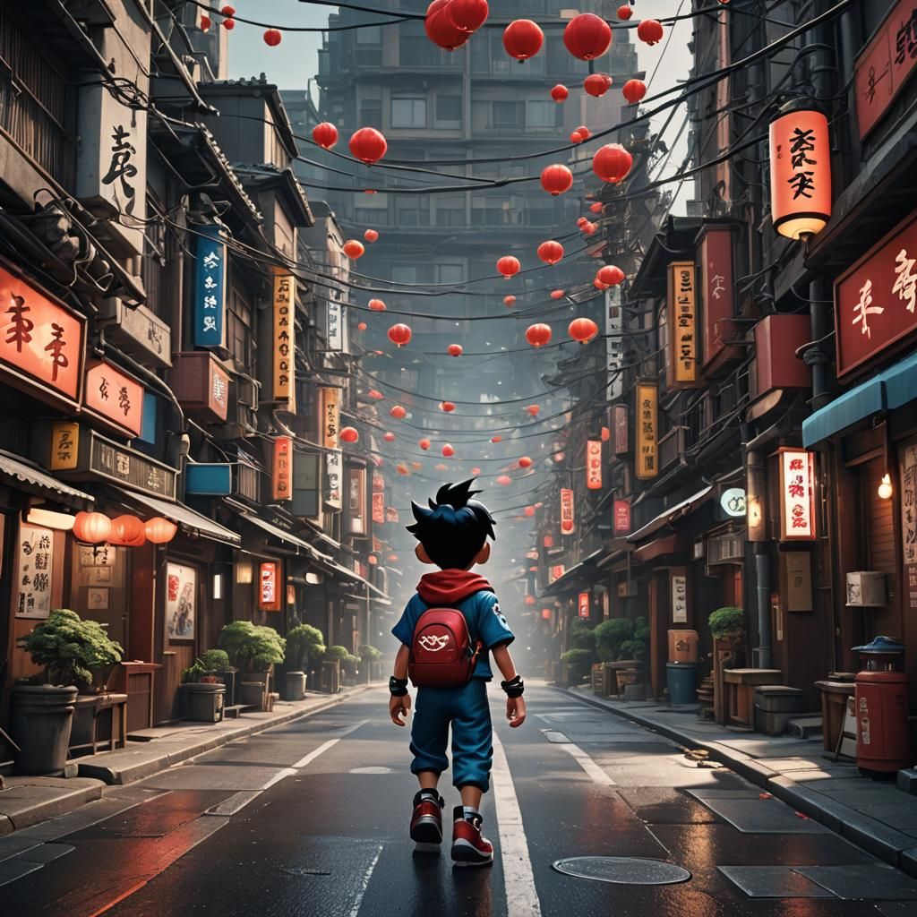 Astroboy in Japan: Detailed Matte Painting