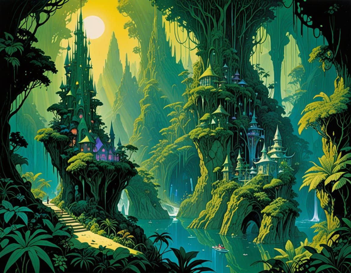 Regal Jungle City with Crystal Structures