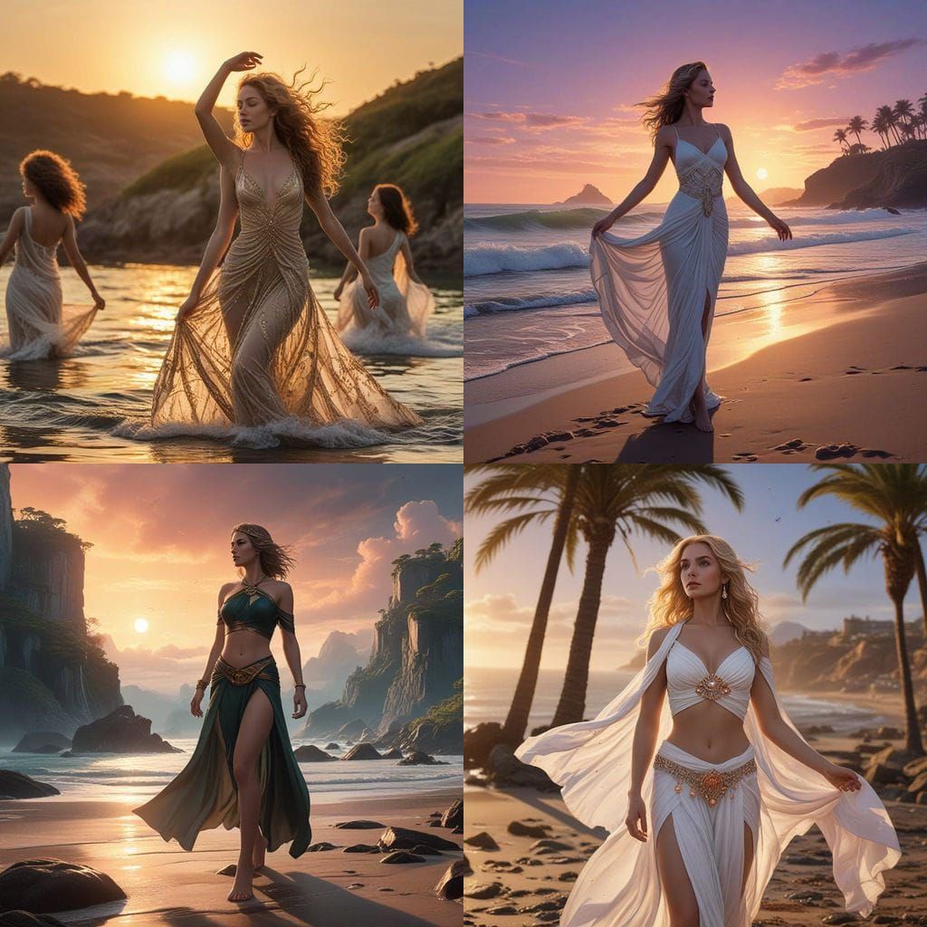 Goddess of Love in Vibrant Sunset Dance
