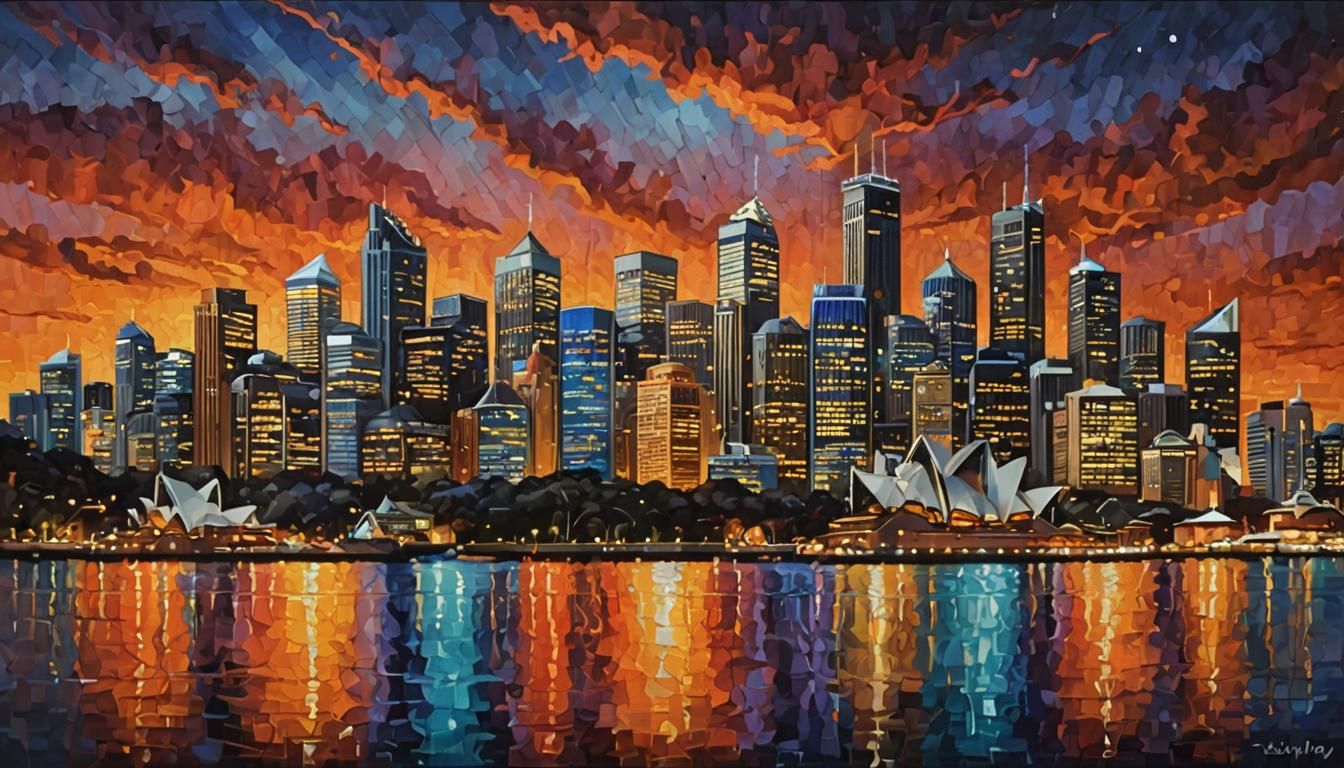 Sydney Skyline at Dusk: Surreal Fantasy Realism