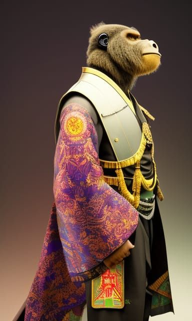 Victorian Cyberpunk Gorilla in Kimono: 8k Concept Art