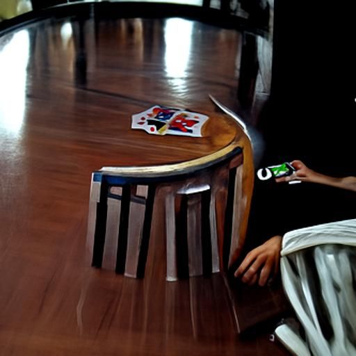 Solitary Uno Player in Oil Painting Style