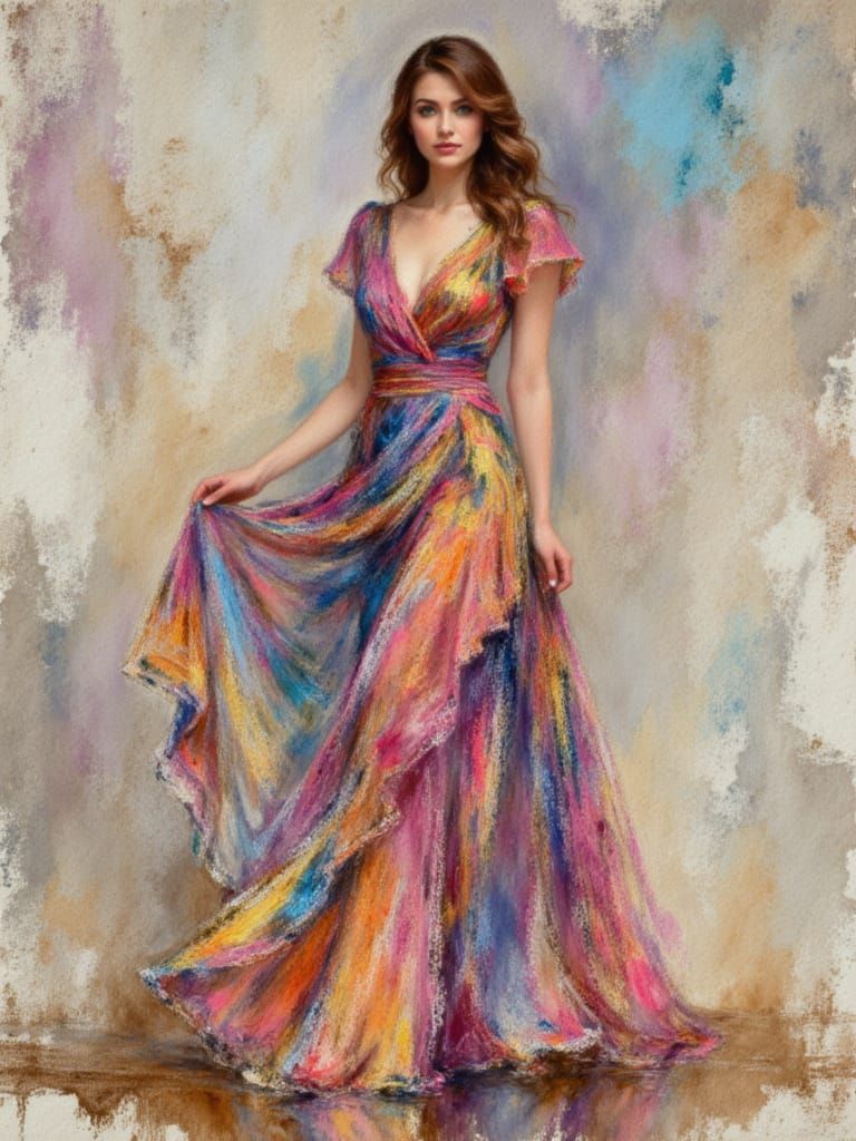 Stylish Woman in Vibrant Seedream Evening Wear