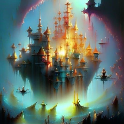 Floating Castle: Epic Fantasy Art